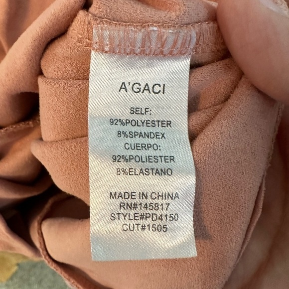 🎉A’GACI Rosey Pink Suede Dress w/Cute Waist Detailing Size Small - Picture 4 of 9